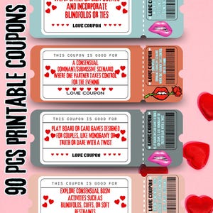 90 Spicy Love Gutscheine für Paare, Date Night Box Naughty Gutscheinbuch für Ihn, Kinky Printable Tickets, Sexy Coupon Dirty Date Night Cards
