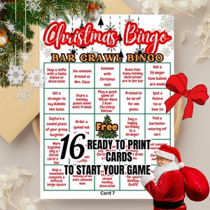 Christmas Bar Crawl Bingo for Adults | Ladies Night Party Games | Girls Night Games | Adult Drinking Game | Birthday Coworker Bar Crawl Game