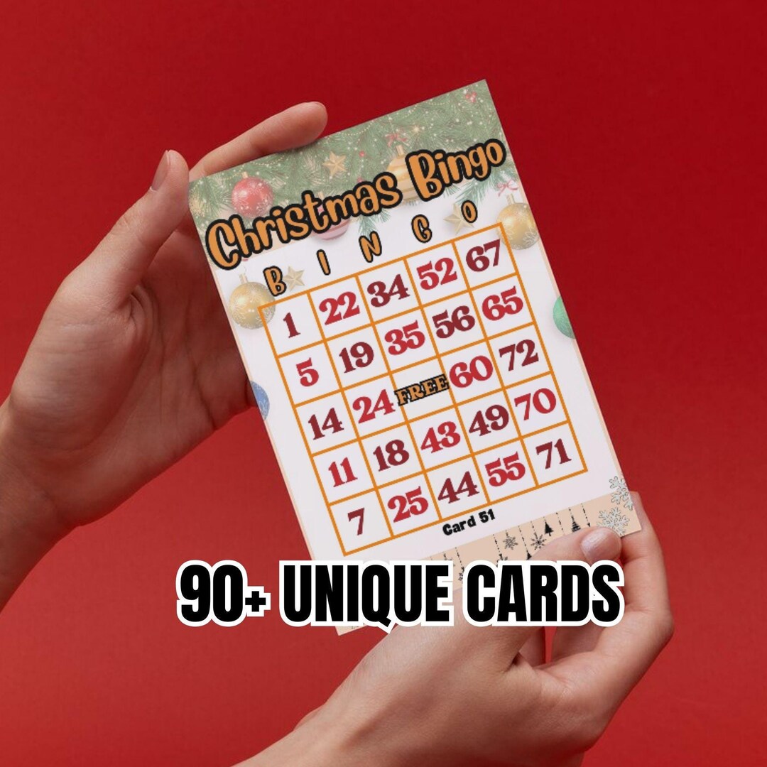 Printable Christmas Bingo Number Cards Game Holiday Bingo for Family,office, Nativity Party ...