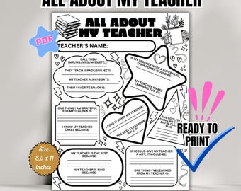 Teacher Appreciation Printable: All About My Teacher Questionnaire (PDF)
