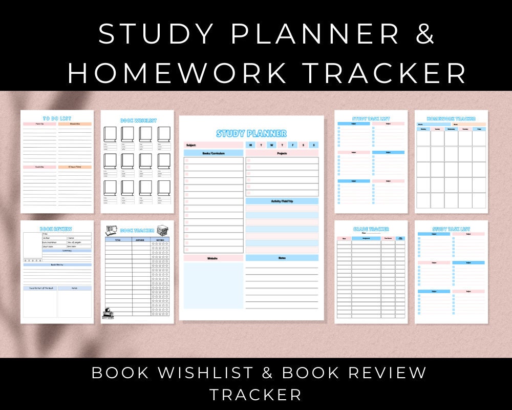 Kids Study Planner Printable Homework Organizer Student Study Planner ...