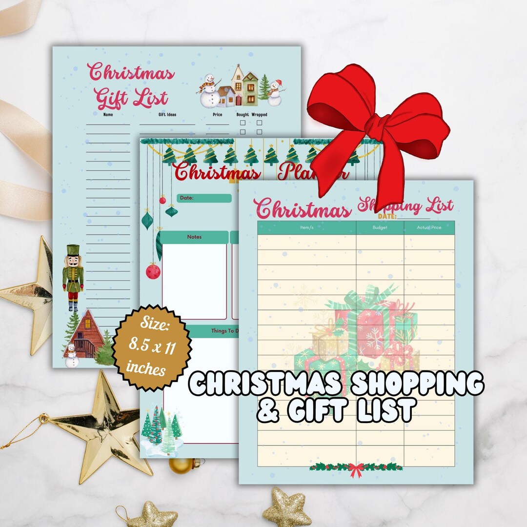 Printable Christmas Shopping List and Gift List, Holiday Gift Tracker ...