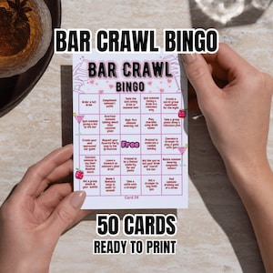 Bar crawl bingo Printable, Bar scavenger hunt, Birthday bar crawl Activity, Cruise Bar Crawl, Pub crawl bingo Drink or Dare Bar Bingo Game