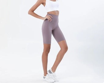 Pantaloncini da donna in nylon, pantaloncini da ciclismo per yoga da palestra, pantaloncini elastici traspiranti a vita alta, abbigliamento da donna fatto a mano