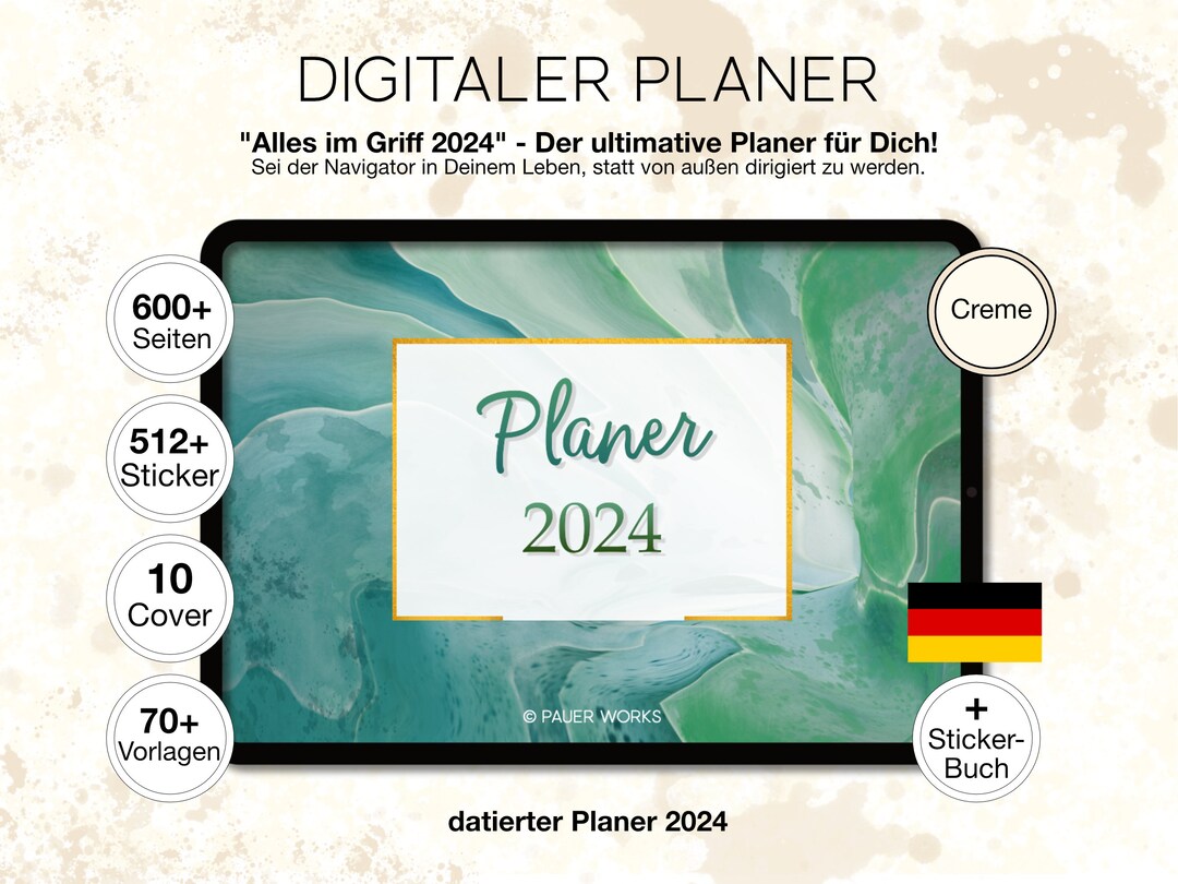 Digitaler Planer Alles im Griff 2024 in Creme Etsy.de