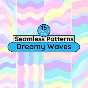 Pastel dromerige golven Naadloos patroon Abstract retro achtergrond Digitaal behang Kinderkamerinrichting Esthetische stof Scrapbooking Babyshower