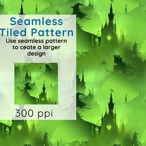 Wicked Witch Seamless Patterns: Wizard of Oz Fabric Design (PNG Digital ...