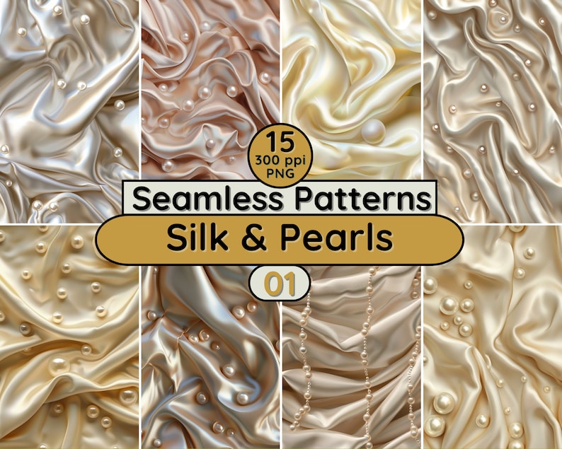 Patterns Using Pearls Vintage Silk and Pearls Seamless Patterns Commercial Usage PNG ...