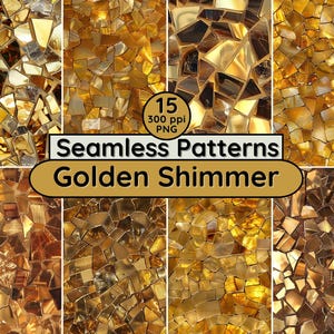 Mosaik 04 Golden Shimmer Nahtlose Muster Hintergrund DIY Scrapbook Basteln Geschenkpapier Textile Fabric Dekor 50th Jubiläum Geburtstag