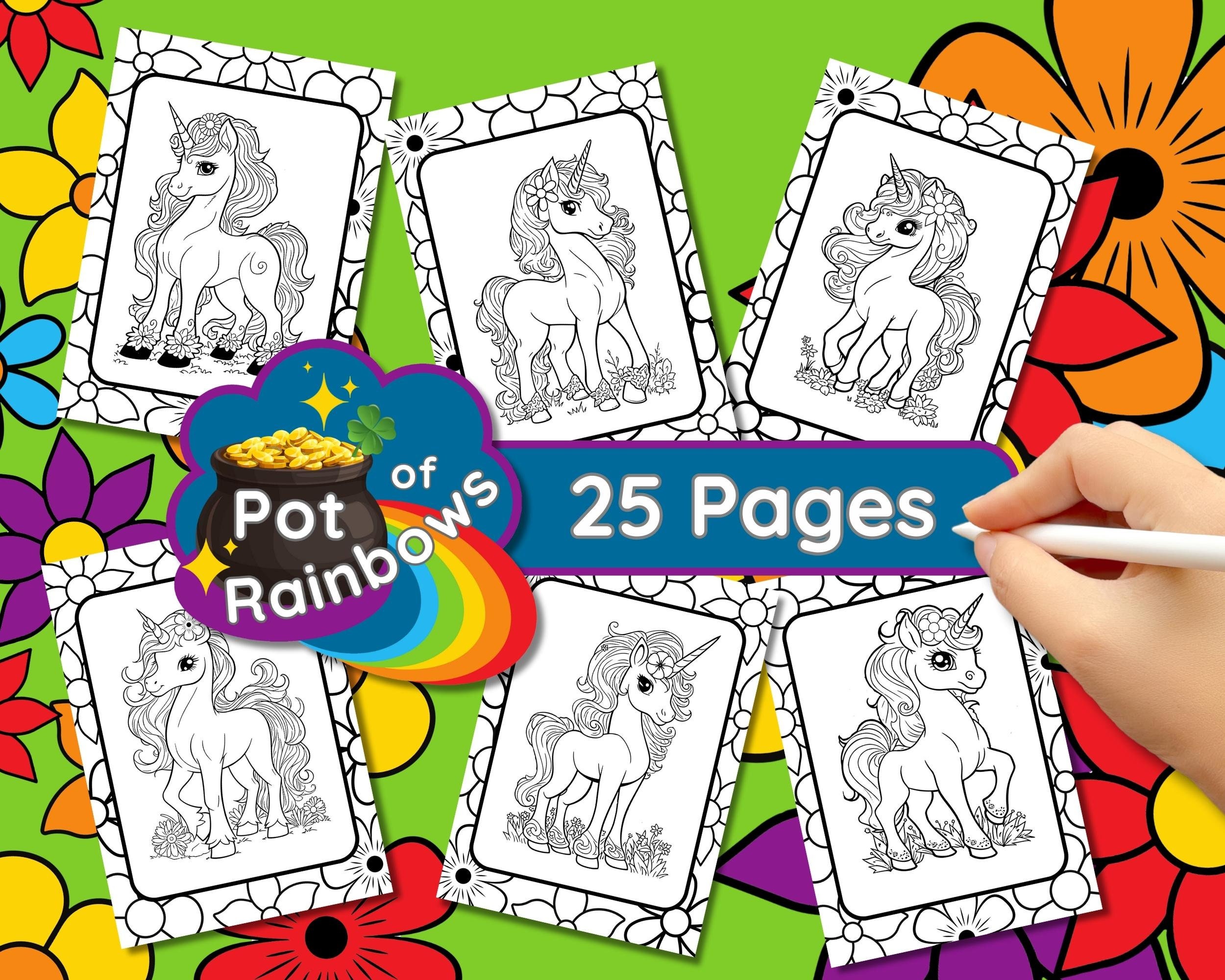 Coloring Pages Book UNICORNS Kids Birthday Party and Christmas Gift