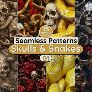 Crânios e cobras Halloween padrões sem costura fundo de uso comercial para convites assustadores scrapbook tecido tecido papéis de parede páginas