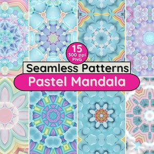 Pastel Mandala Naadloze Patronen Droom Caleidoscoop PNG-achtergrond Plakboek Voor Kinderen Kind Jongen Meisje Babyshower Kinderdagverblijven