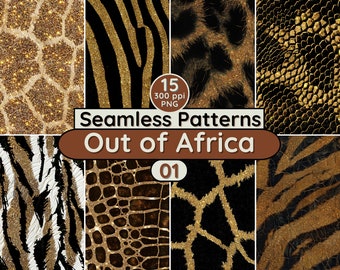 Tier Safari Muster: Schwarz und Gold Digitales Papier (PNG)