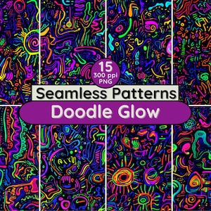 Doodle motifs lueur transparente psychédélique abstrait vibrant néon trippy fond numérique pour fête graphique inviter conception de scrapbooking textiles