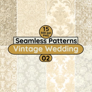 mariage damassé vintage, motifs sans couture PNG arrière-plan à usage commercial pour carte d'invitation scrapbooking textile tissu papiers peints journal