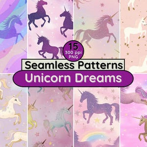 Licorne rêves motifs sans couture fantaisie lunatique magique utilisation commerciale PNG arrière-plan pour carte scrapbooking textile tissu fonds d'écran