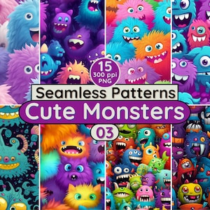MONSTER PNG digitale Muster zum ausdrucken, Scrapbooking, Scrapbook einladen, Geschenk zum basteln, Geschenkpapier bedruckbar