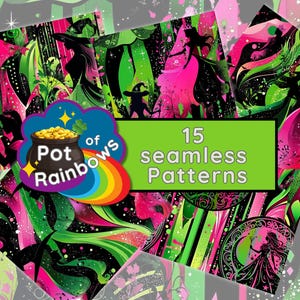 Wicked Witch Seamless Patterns: Wizard of Oz Fabric Design (PNG Digital ...