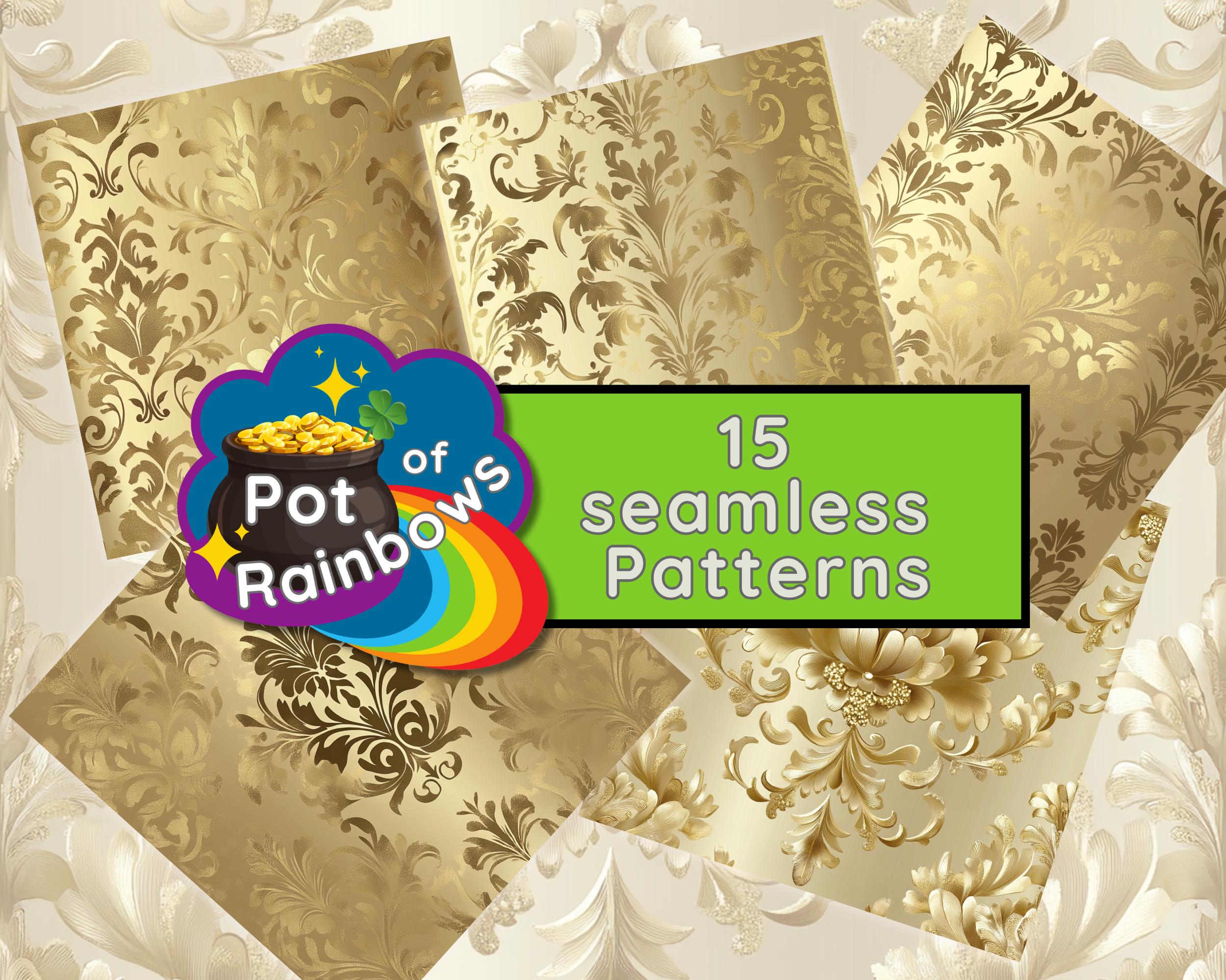 Gold Damask Seamless Patterns: Vintage Wedding Digital Paper (PNG ...