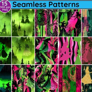 Wicked Witch Seamless Patterns: Wizard of Oz Fabric Design (PNG Digital ...