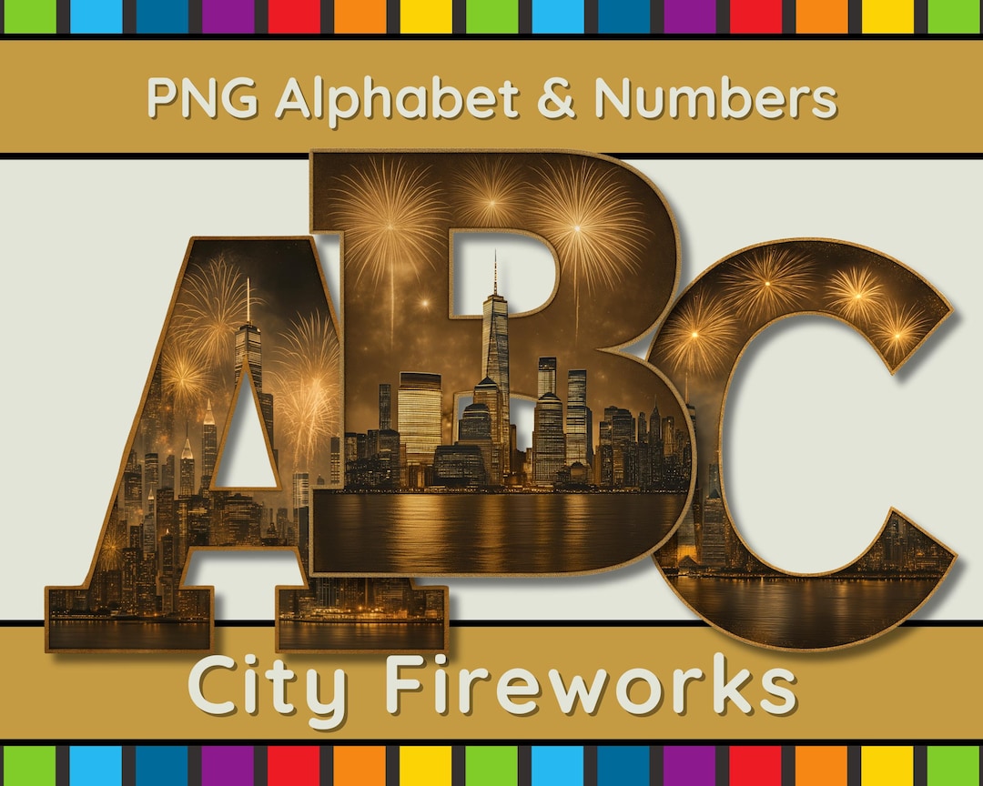 Fireworks Letters City Fireworks Font Clipart: New Year A-Z Letters & 0-9 Numbers ...