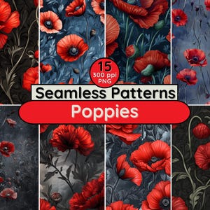 Coquelicots rouges, motif sans couture, numérique, floral, botanique, nature, gothique, mariage, arrière-plans, pour, scrapbooking, tissu, papier peint, journal, conceptions
