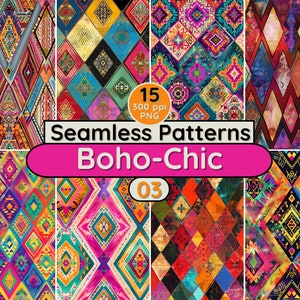 Boho Boho Chic Style Seamless Patterns bunte Holz Latten Blumen Azteken Inka Kunst Hintergrund Scrapbook Textile Fabric Wallpapers Seiten