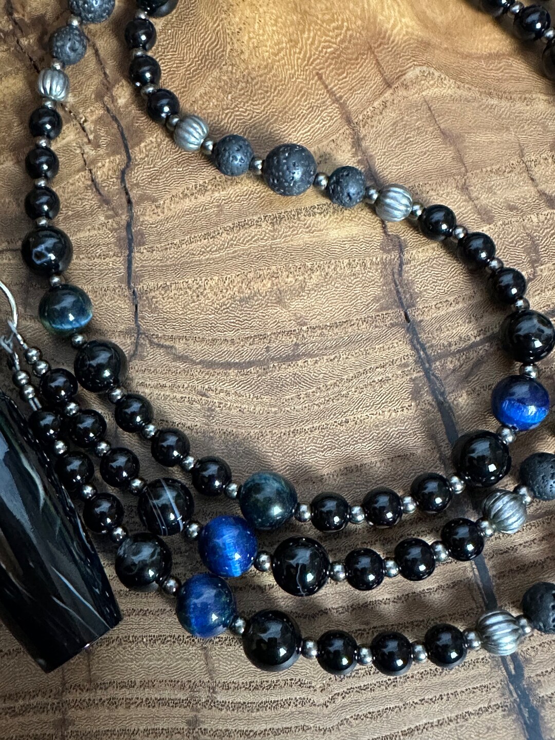 Hookah Mouthpiece on a Unique Necklace Made of Natural Stones. Gift for