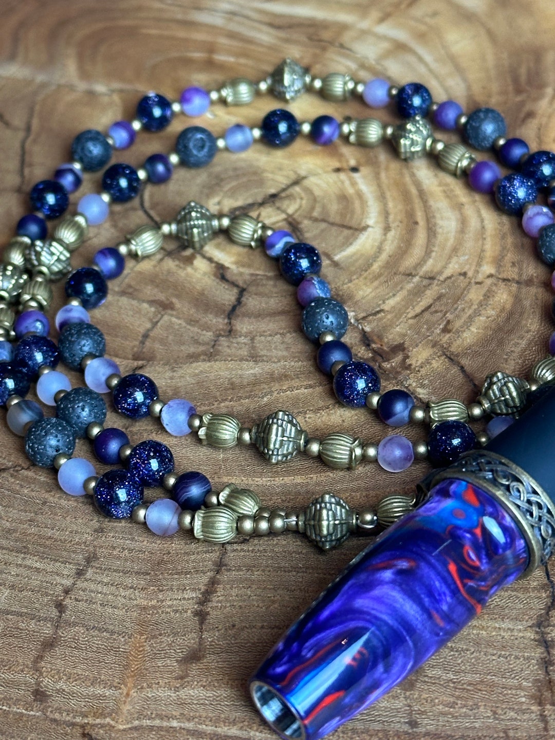 Hookah Mouthpiece on a Unique Necklace Made of Natural Stones. Etsy UK