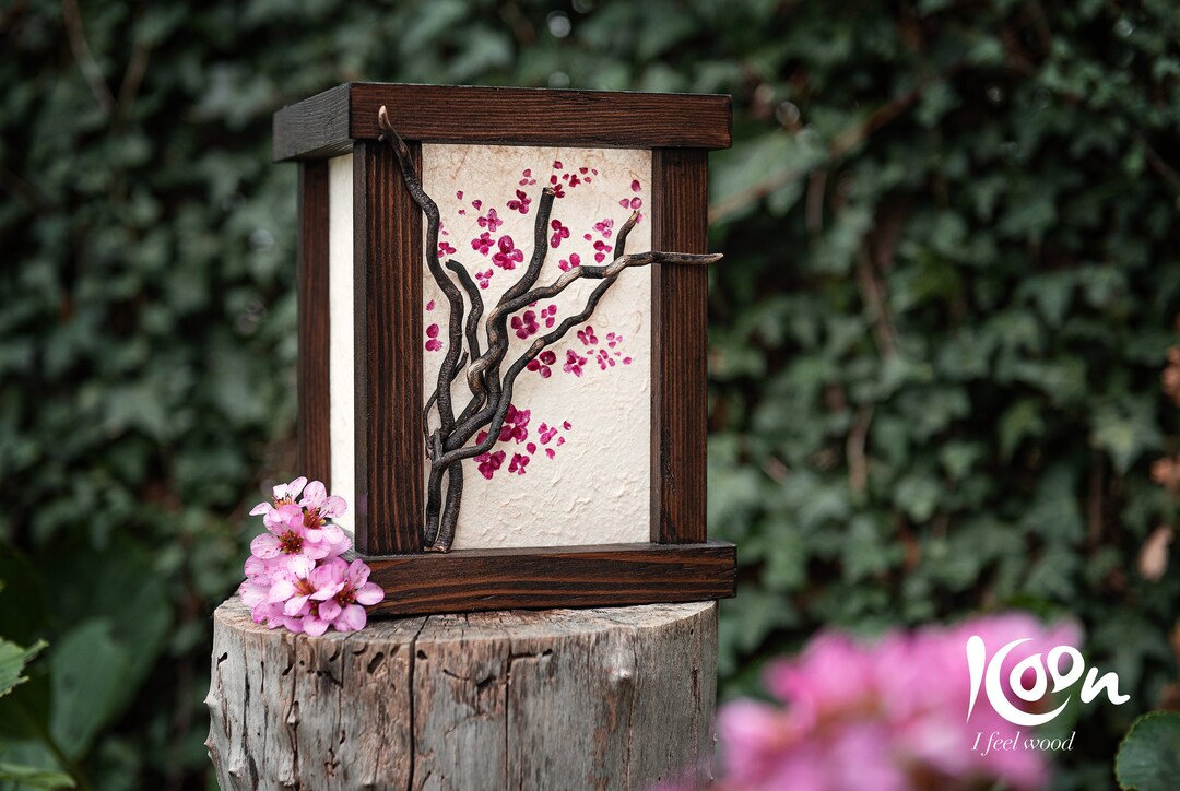 Hanami Wooden Lamp Made and Hand Painted in Oriental Style. Single ...