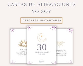 Cartas de Afirmaciones Yo Soy | Afirmaciones Positivas Imprimibles | Amor y Desarrollo Personal | Digitaal product
