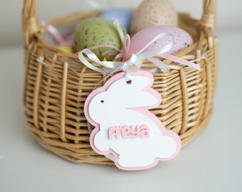 Personalized Easter Basket Tag: Acrylic Rabbit Name Tag