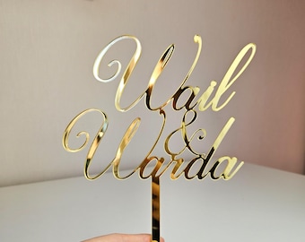 Personalized Wedding Cake Topper: Acrylic Names Topper