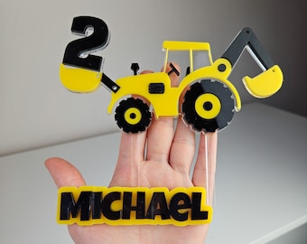 Personalisierbar Bagger Cake Topper: Baustelle Geburtstagsdeko