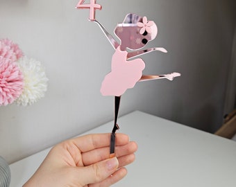 Personalized Ballerina Cake Topper: Acrylic Ballet Birthday Party Decoration