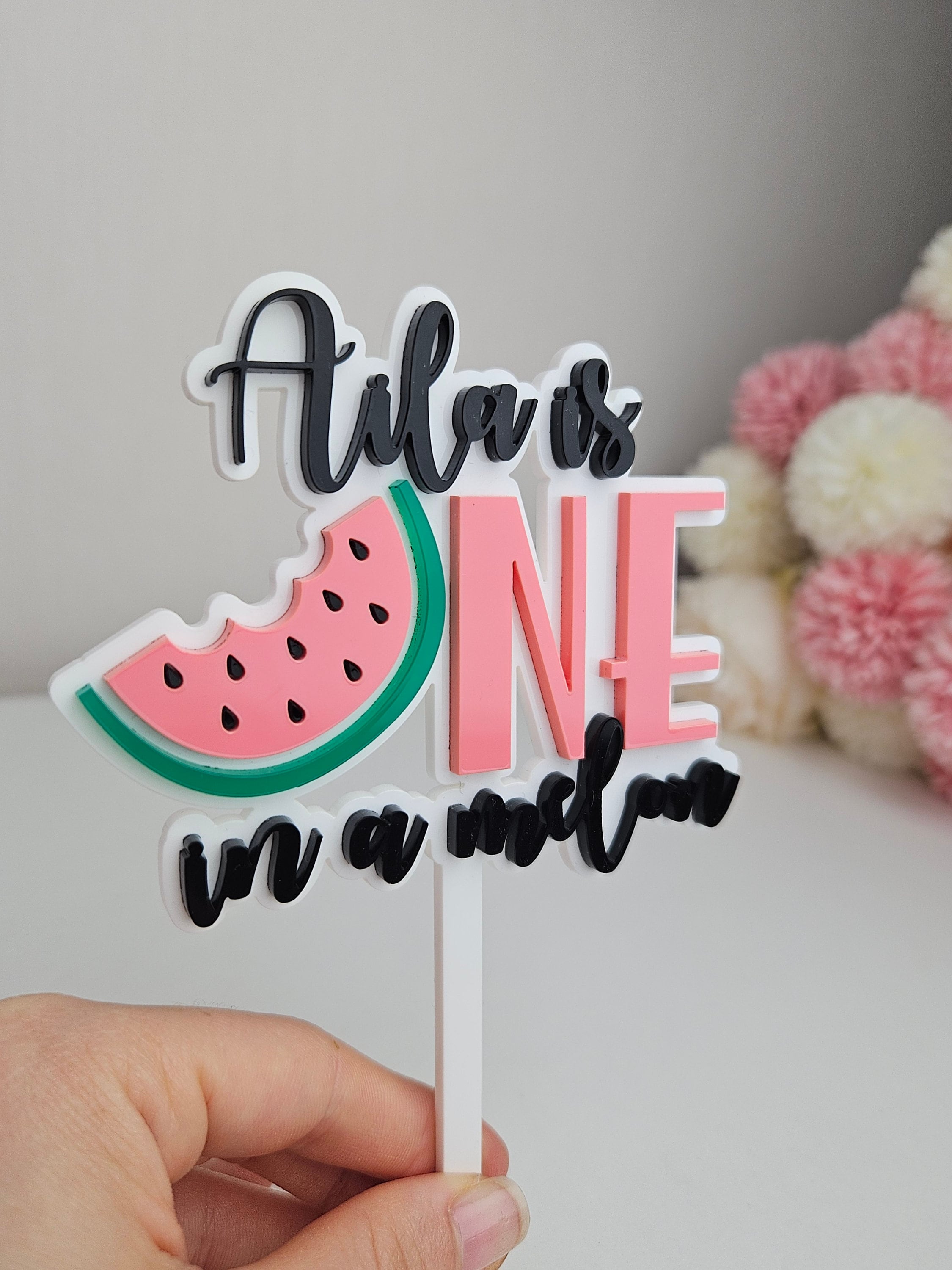 Topper Meilon Personalized Watermelon Cake Topper: First Birthday Melon Theme - Etsy