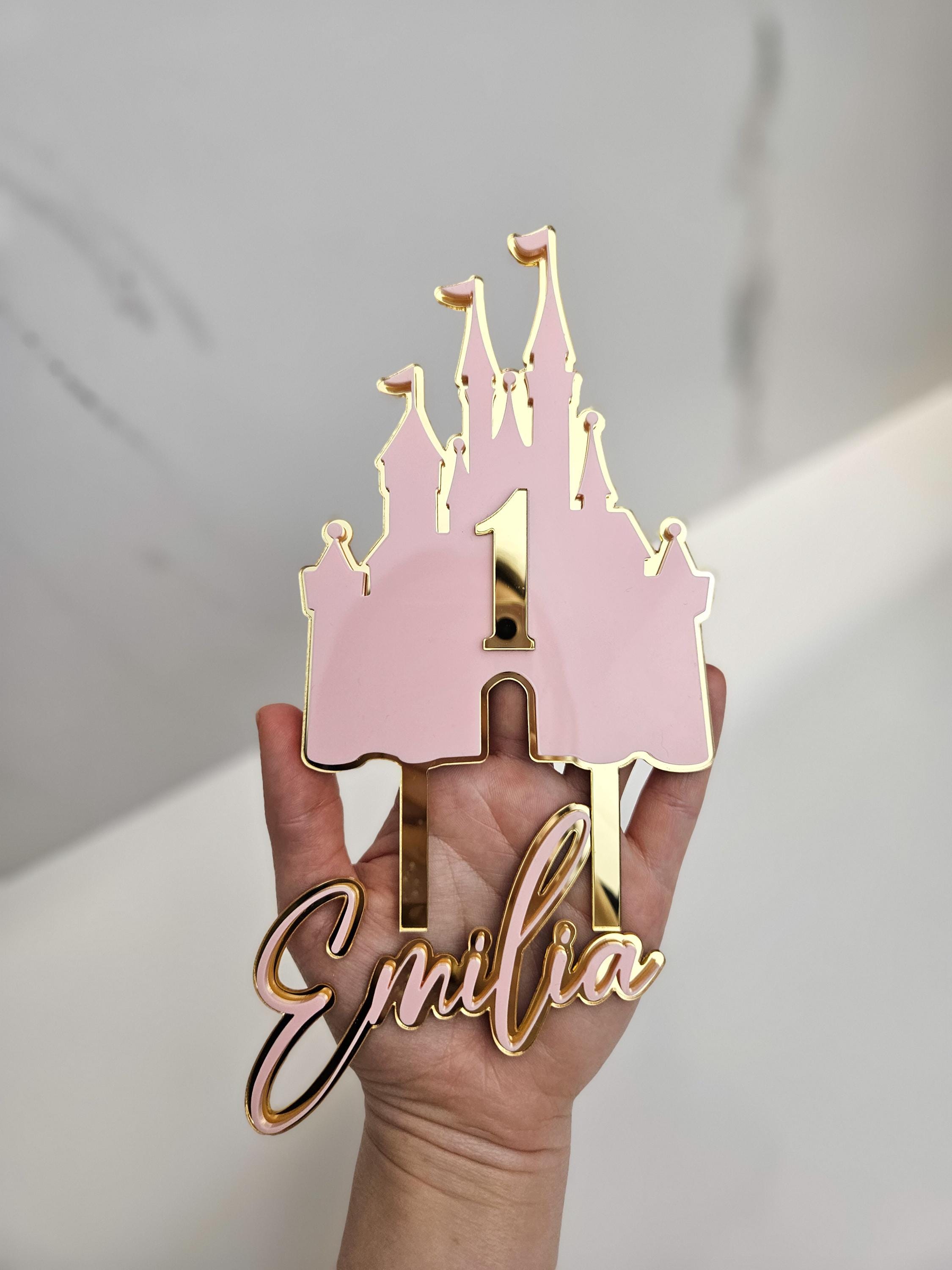 Personalized Princess Castle Cake Topper | Custom Name, Age, Pink Gold ...