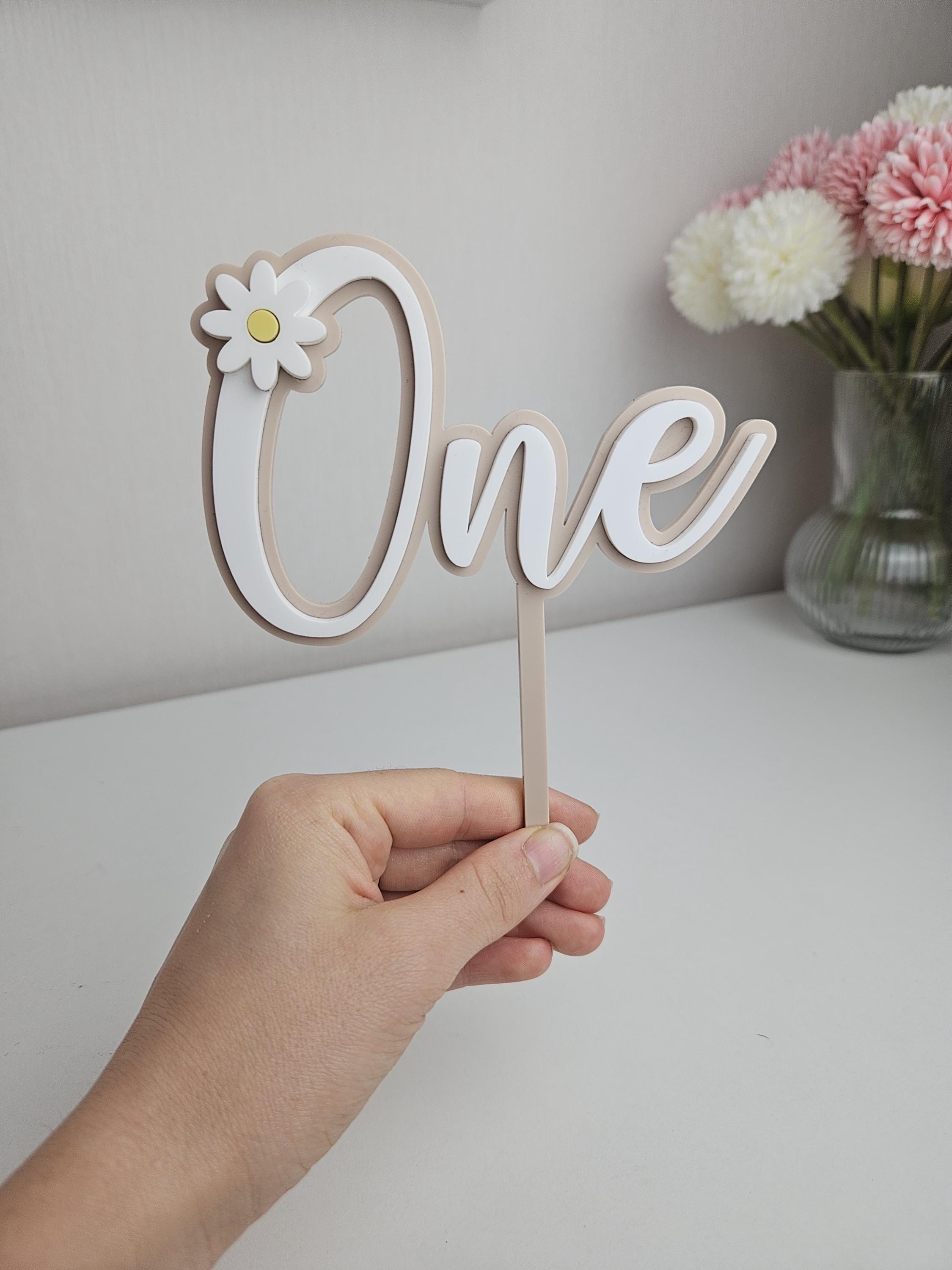 Daisy First Birthday Cake Topper: Boho Acrylic "one" - Etsy