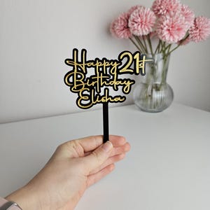 Alles Gute zum Geburtstag-Kuchendeckel | Personalisierter Cake Topper | Name und Alter personalisiert | Doppelschichtiger Acryldeckel