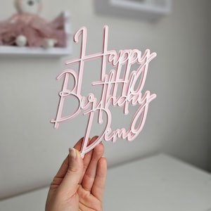 Personalized Happy Birthday Cake Topper: Acrylic Name Charm