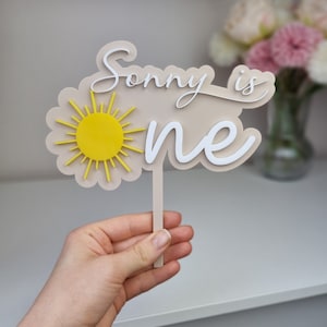Sunshine First Birthday Cake Topper: Boho Acrylic Sun