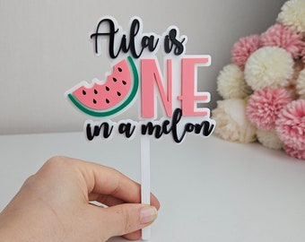 Personalized Watermelon Cake Topper: First Birthday Melon Theme