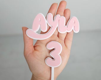 Personalised Cake Topper – Blue Dog Inspired Font – Custom Name & Age – Acrylic Birthday Decoration