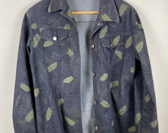 Vintage Light Marine Denim Jacket, Spring farmhouse jacket, Blue spring jacket