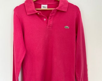 LACOSTE Vintage Polo Manga Larga Rosa Talla M perfecto estado