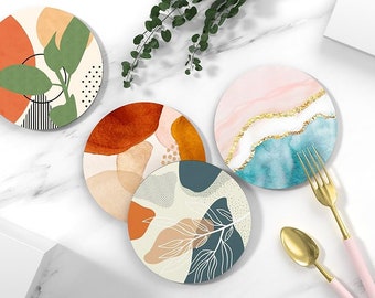 coasters for Drinks, Set of 6 Absorbent Rubber Drink Coasters with Non-Slip Backing italian made