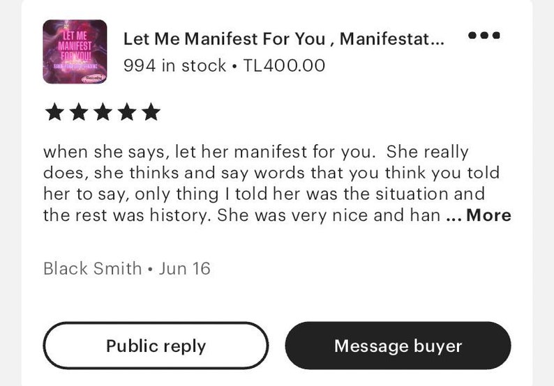 K&ouml;nnte beinhalten: Ein Buchcover mit rosa und violettem Hintergrund und dem Text "Let Me Manifest For You, Manifestat..."  Das Buchcover zeigt auch eine Frau mit langen, wallenden Haaren und einer Krone auf dem Kopf. Das Buch ist mit 994 St&uuml;ck auf Lager und kostet TL400.00.