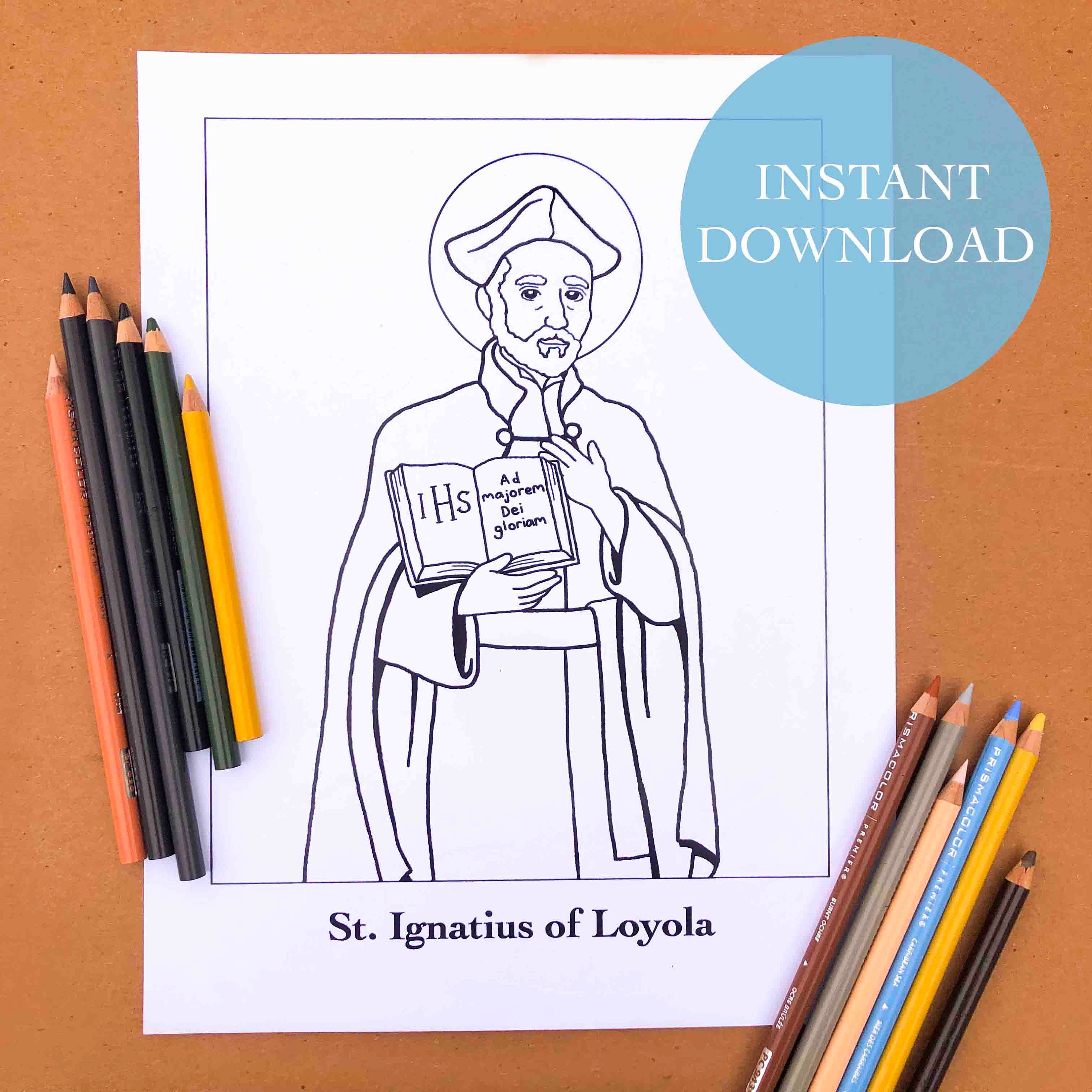 Catholic Saint Coloring Page Saint Ignatius of Loyola Printable ...