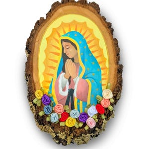 Our Lady of Guadalupe Painting on Wood: Catholic Wall Decor