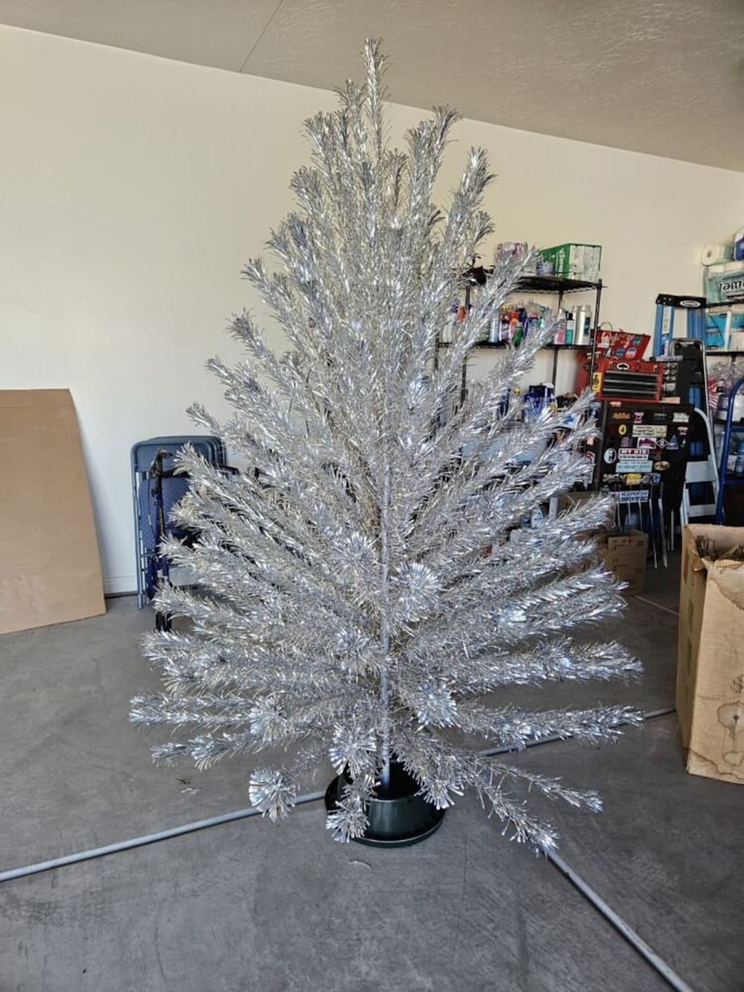 Vintage Peco 7ft Deluxe Silver Aluminum Pom Pom Christmas Tree Etsy